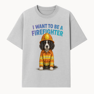 Custom I Want to Be a Firefighter Dog Art Print | Cute Firefighter Dog Illustration | Kids Room Decor | Animal Wall Art - T-shirt 1757912453363.jpg