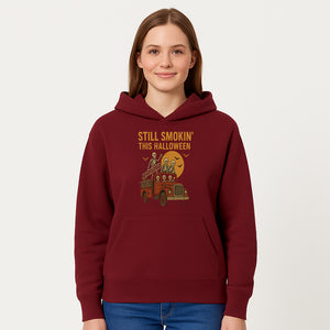 Vintage Skeleton Fire Truck Halloween Graphic T-Shirt, Retro Spooky Apparel, Still Smokin' This Halloween, Fun Costume Party Wear - Hoodie 1757912453466.jpg