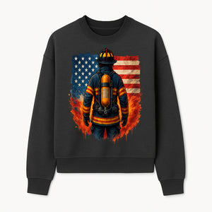 Patriotic Firefighter Artwork - American Flag Fireman Graphic Tee - Heroes Among Us T-Shirt for Firefighter Appreciation - Sweatshirt 1757912453476.jpg