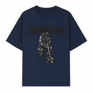 Firefighter Graphic Tee with Rescue Dog Design | Heroic Firefighter Art | Unique Gift for Firefighting Enthusiasts - T-shirt 1757912453508.jpg