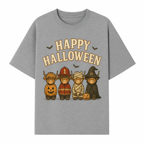 Cute Halloween Cow Decor - Happy Halloween with Pumpkin, Mummy, Firefighter, Witch Designs - Fall Festival Farmhouse Decor - T-shirt 1757912453574.jpg