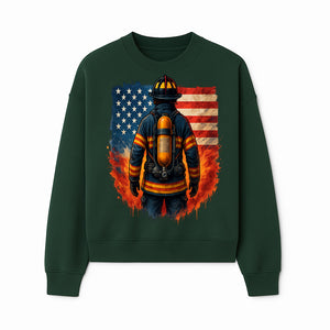 Patriotic Firefighter Artwork - American Flag Fireman Graphic Tee - Heroes Among Us T-Shirt for Firefighter Appreciation - Sweatshirt 1757912453645.jpg