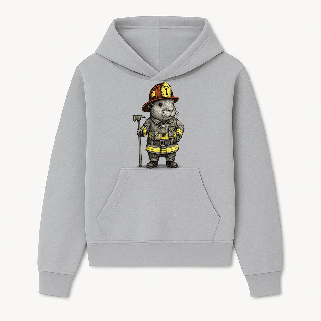 Firefighter Guinea Pig Art Print, Cute Fireman Illustration, Animal Lover Gift, Whimsical Home Decor, Unique Kids Room Wall Art - Hoodie 1757912453763.jpg