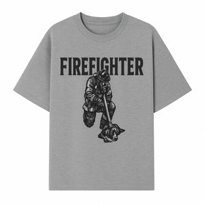 Firefighter Graphic Tee with Rescue Dog Design | Heroic Firefighter Art | Unique Gift for Firefighting Enthusiasts - T-shirt 1757912453794.jpg
