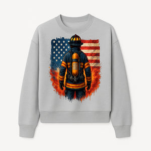 Patriotic Firefighter Artwork - American Flag Fireman Graphic Tee - Heroes Among Us T-Shirt for Firefighter Appreciation - Sweatshirt 1757912453799.jpg