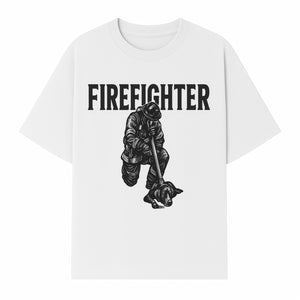 Firefighter Graphic Tee with Rescue Dog Design | Heroic Firefighter Art | Unique Gift for Firefighting Enthusiasts - T-shirt 1757912453972.jpg