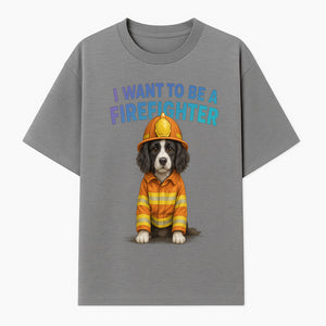 Custom I Want to Be a Firefighter Dog Art Print | Cute Firefighter Dog Illustration | Kids Room Decor | Animal Wall Art - T-shirt 1757912454077.jpg