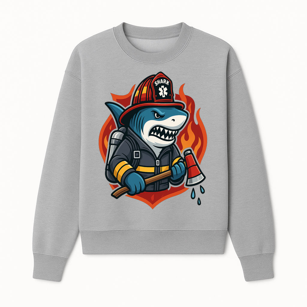 Firefighter Shark Graphic Tee - Cool Shark Fireman Design for Kids & Adults - Fun Firefighter Humor Shirt for Animal Lovers - Sweatshirt 1757912454219.jpg
