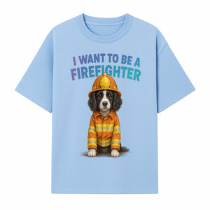 Custom I Want to Be a Firefighter Dog Art Print | Cute Firefighter Dog Illustration | Kids Room Decor | Animal Wall Art - T-shirt 1757912454276.jpg