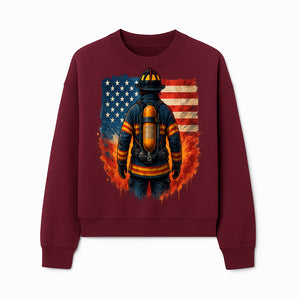Patriotic Firefighter Artwork - American Flag Fireman Graphic Tee - Heroes Among Us T-Shirt for Firefighter Appreciation - Sweatshirt 1757912454300.jpg