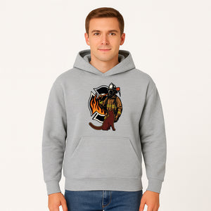 Firefighter with Cat Graphic Tee | Fire Rescue Battalion Apparel | Unique Firefighter Gifts for Cat Lovers | Fire Safety Design - Hoodie 1757912454404.jpg