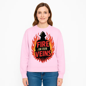 Firefighter Fire in Our Veins Graphic Tee | Flame Design | Bold Typography | Perfect Gift for Firefighters and Supporters - Sweatshirt 1757912454416.jpg