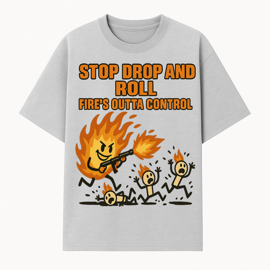 Stop Drop and Roll Fire Prevention Graphic Tee - Funny Fire Safety Humor Shirt - T-shirt 1757912454422.jpg