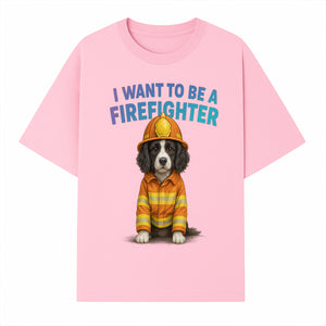 Custom I Want to Be a Firefighter Dog Art Print | Cute Firefighter Dog Illustration | Kids Room Decor | Animal Wall Art - T-shirt 1757912454444.jpg