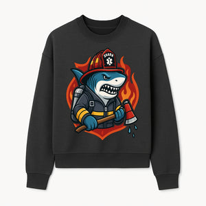 Firefighter Shark Graphic Tee - Cool Shark Fireman Design for Kids & Adults - Fun Firefighter Humor Shirt for Animal Lovers - Sweatshirt 1757912454446.jpg