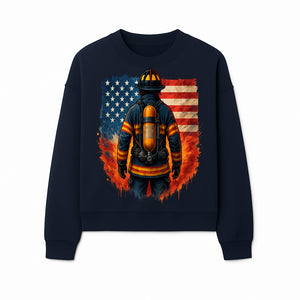 Patriotic Firefighter Artwork - American Flag Fireman Graphic Tee - Heroes Among Us T-Shirt for Firefighter Appreciation - Sweatshirt 1757912454451.jpg