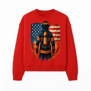 Patriotic Firefighter Artwork - American Flag Fireman Graphic Tee - Heroes Among Us T-Shirt for Firefighter Appreciation - Sweatshirt 1757912454591.jpg