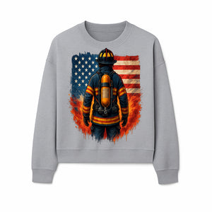 Patriotic Firefighter Artwork - American Flag Fireman Graphic Tee - Heroes Among Us T-Shirt for Firefighter Appreciation - Sweatshirt 1757912454771.jpg