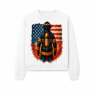 Patriotic Firefighter Artwork - American Flag Fireman Graphic Tee - Heroes Among Us T-Shirt for Firefighter Appreciation - Sweatshirt 1757912454897.jpg