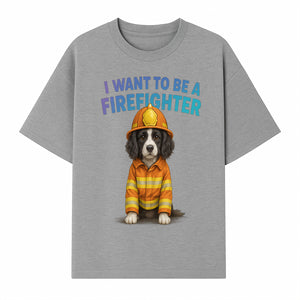 Custom I Want to Be a Firefighter Dog Art Print | Cute Firefighter Dog Illustration | Kids Room Decor | Animal Wall Art - T-shirt 1757912455087.jpg