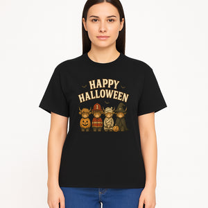 Cute Halloween Cow Decor - Happy Halloween with Pumpkin, Mummy, Firefighter, Witch Designs - Fall Festival Farmhouse Decor - T-shirt 1757912455102.jpg