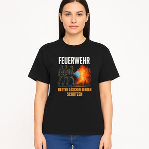 Firefighter Theme Wall Art - Retten, L schen, Bergen, Sch tzen Print for Firehouse Decor, Firefighter Gift, Rescue Heroes Artwork - T-shirt 1757912455124.jpg