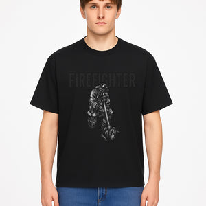 Firefighter Graphic Tee with Rescue Dog Design | Heroic Firefighter Art | Unique Gift for Firefighting Enthusiasts - T-shirt 1757912455138.jpg