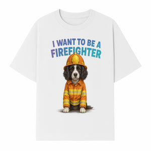 Custom I Want to Be a Firefighter Dog Art Print | Cute Firefighter Dog Illustration | Kids Room Decor | Animal Wall Art - T-shirt 1757912455237.jpg