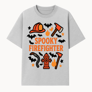 Spooky Firefighter Halloween Decor T-shirt | Cute Fireman Costume Graphic | Bat and Fire Hydrant Design - T-shirt 1757912455294.jpg