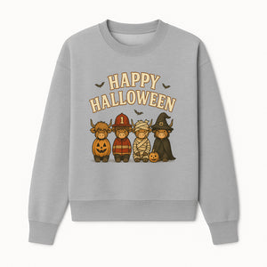 Cute Halloween Cow Decor - Happy Halloween with Pumpkin, Mummy, Firefighter, Witch Designs - Fall Festival Farmhouse Decor - Sweatshirt 1757912455310.jpg