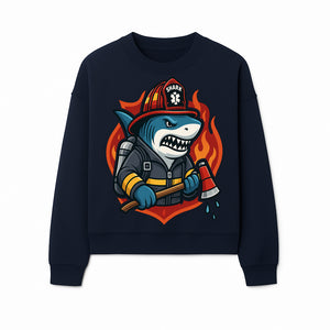 Firefighter Shark Graphic Tee - Cool Shark Fireman Design for Kids & Adults - Fun Firefighter Humor Shirt for Animal Lovers - Sweatshirt 1757912455411.jpg