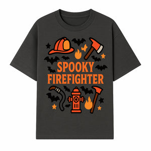 Spooky Firefighter Halloween Decor T-shirt | Cute Fireman Costume Graphic | Bat and Fire Hydrant Design - T-shirt 1757912455609.jpg