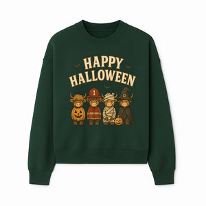 Cute Halloween Cow Decor - Happy Halloween with Pumpkin, Mummy, Firefighter, Witch Designs - Fall Festival Farmhouse Decor - Sweatshirt 1757912455863.jpg