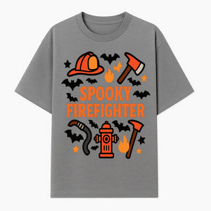 Spooky Firefighter Halloween Decor T-shirt | Cute Fireman Costume Graphic | Bat and Fire Hydrant Design - T-shirt 1757912455882.jpg