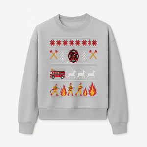Firefighter Christmas Decor - Fire Department Theme with Fire Truck, Reindeer, Firemen, and Holiday Patterns for Festive Home Decor - Sweatshirt 1757912455887.jpg