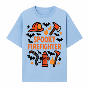 Spooky Firefighter Halloween Decor T-shirt | Cute Fireman Costume Graphic | Bat and Fire Hydrant Design - T-shirt 1757912456013.jpg