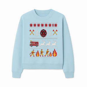 Firefighter Christmas Decor - Fire Department Theme with Fire Truck, Reindeer, Firemen, and Holiday Patterns for Festive Home Decor - Sweatshirt 1757912456057.jpg