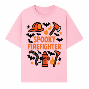 Spooky Firefighter Halloween Decor T-shirt | Cute Fireman Costume Graphic | Bat and Fire Hydrant Design - T-shirt 1757912456154.jpg
