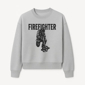 Firefighter Graphic Tee with Rescue Dog Design | Heroic Firefighter Art | Unique Gift for Firefighting Enthusiasts - Sweatshirt 1757912456222.jpg