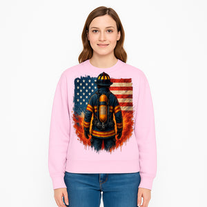 Patriotic Firefighter Artwork - American Flag Fireman Graphic Tee - Heroes Among Us T-Shirt for Firefighter Appreciation - Sweatshirt 1757912456236.jpg