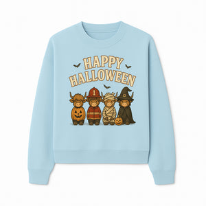 Cute Halloween Cow Decor - Happy Halloween with Pumpkin, Mummy, Firefighter, Witch Designs - Fall Festival Farmhouse Decor - Sweatshirt 1757912456263.jpg