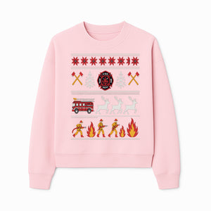 Firefighter Christmas Decor - Fire Department Theme with Fire Truck, Reindeer, Firemen, and Holiday Patterns for Festive Home Decor - Sweatshirt 1757912456273.jpg