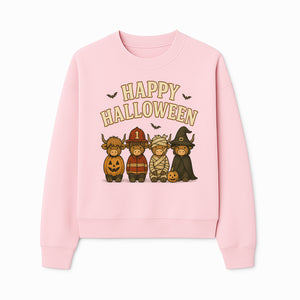 Cute Halloween Cow Decor - Happy Halloween with Pumpkin, Mummy, Firefighter, Witch Designs - Fall Festival Farmhouse Decor - Sweatshirt 1757912456430.jpg