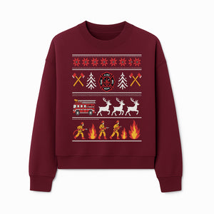 Firefighter Christmas Decor - Fire Department Theme with Fire Truck, Reindeer, Firemen, and Holiday Patterns for Festive Home Decor - Sweatshirt 1757912456435.jpg