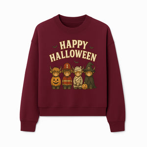 Cute Halloween Cow Decor - Happy Halloween with Pumpkin, Mummy, Firefighter, Witch Designs - Fall Festival Farmhouse Decor - Sweatshirt 1757912456594.jpg