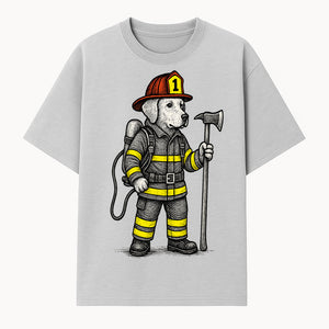 Cute Firefighter Dog Art Print | Funny Pet Decor | Gift for Dog Lovers | Cute Animal Illustration in Firefighter Uniform - T-shirt 1757912456674.jpg
