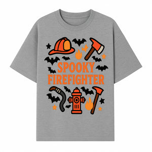 Spooky Firefighter Halloween Decor T-shirt | Cute Fireman Costume Graphic | Bat and Fire Hydrant Design - T-shirt 1757912456744.jpg
