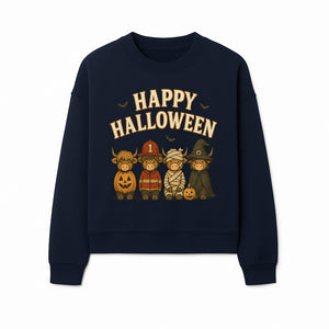 Cute Halloween Cow Decor - Happy Halloween with Pumpkin, Mummy, Firefighter, Witch Designs - Fall Festival Farmhouse Decor - Sweatshirt 1757912456787.jpg