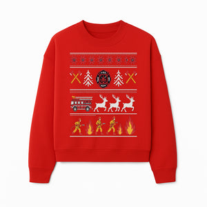 Firefighter Christmas Decor - Fire Department Theme with Fire Truck, Reindeer, Firemen, and Holiday Patterns for Festive Home Decor - Sweatshirt 1757912456806.jpg