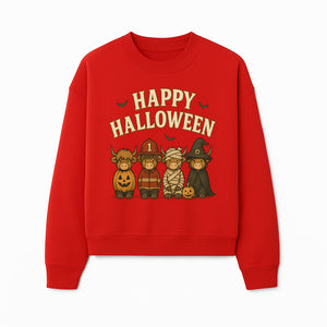 Cute Halloween Cow Decor - Happy Halloween with Pumpkin, Mummy, Firefighter, Witch Designs - Fall Festival Farmhouse Decor - Sweatshirt 1757912456932.jpg
